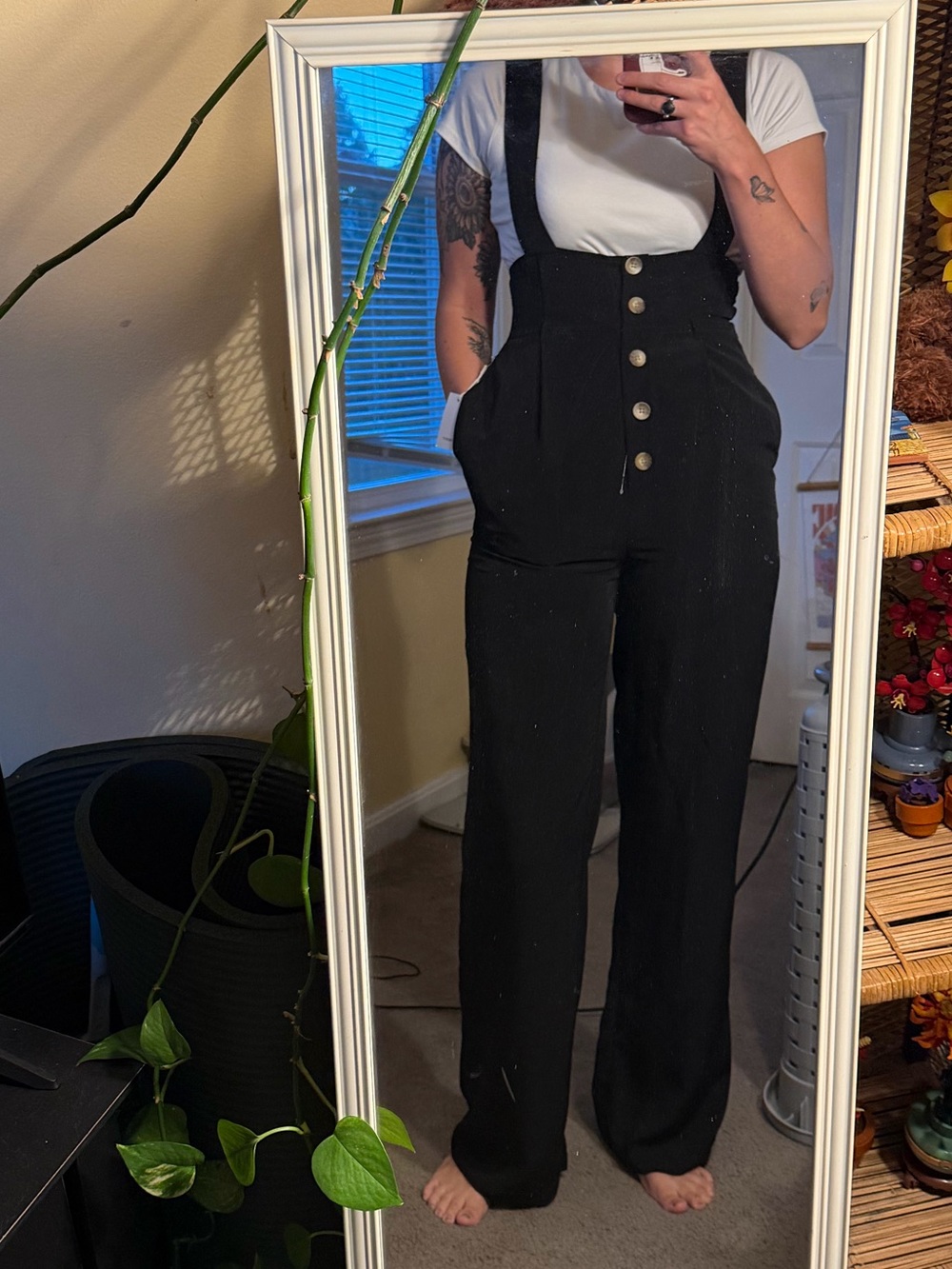 Button Up Suspender Jumpsuit